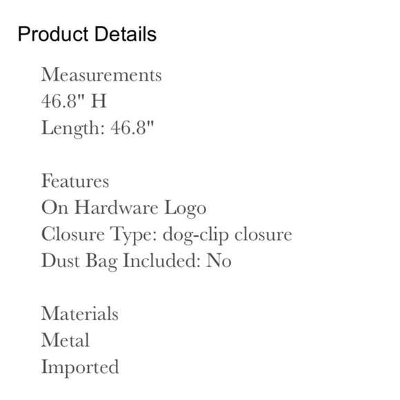 🆕♠️KATE SPADE SILVER 46.8” CROSSBODY CHAIN /REPLACEMENT BAG STRAP - Picture 7 of 7